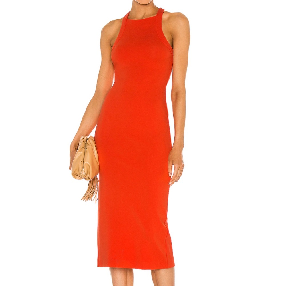 NBD - Hollie Midi Dress in Red Orange